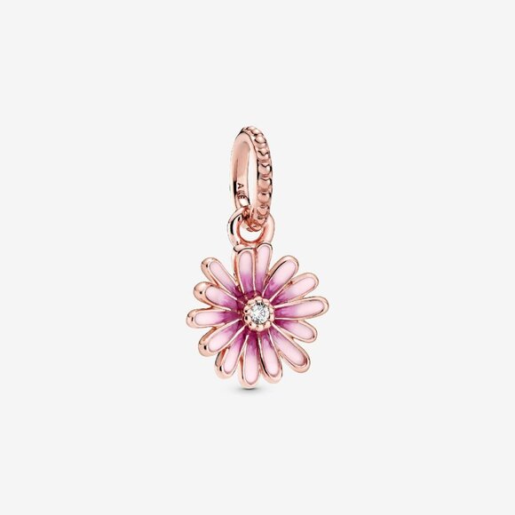 Pandora Daisy plated dangle with clear cubic zirconia and shaded pink enamel! - Picture 1 of 6